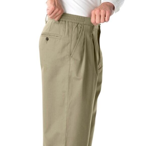 King Size Mens Pleated Khaki Pants Size 52X33 - Picture 3 of 7